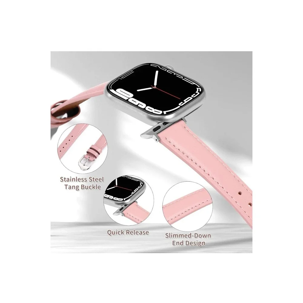 Band Compatible With‎ Apple iWatch 38mm 40mm 41mm Pink Leather New